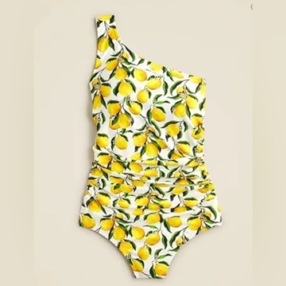 J. Crew Other - J CREW WOMENS SWIMSUIT LIMONCELLO YELLOW LEMONS GRAPHIC ONE SHOULDER WOMENS 10